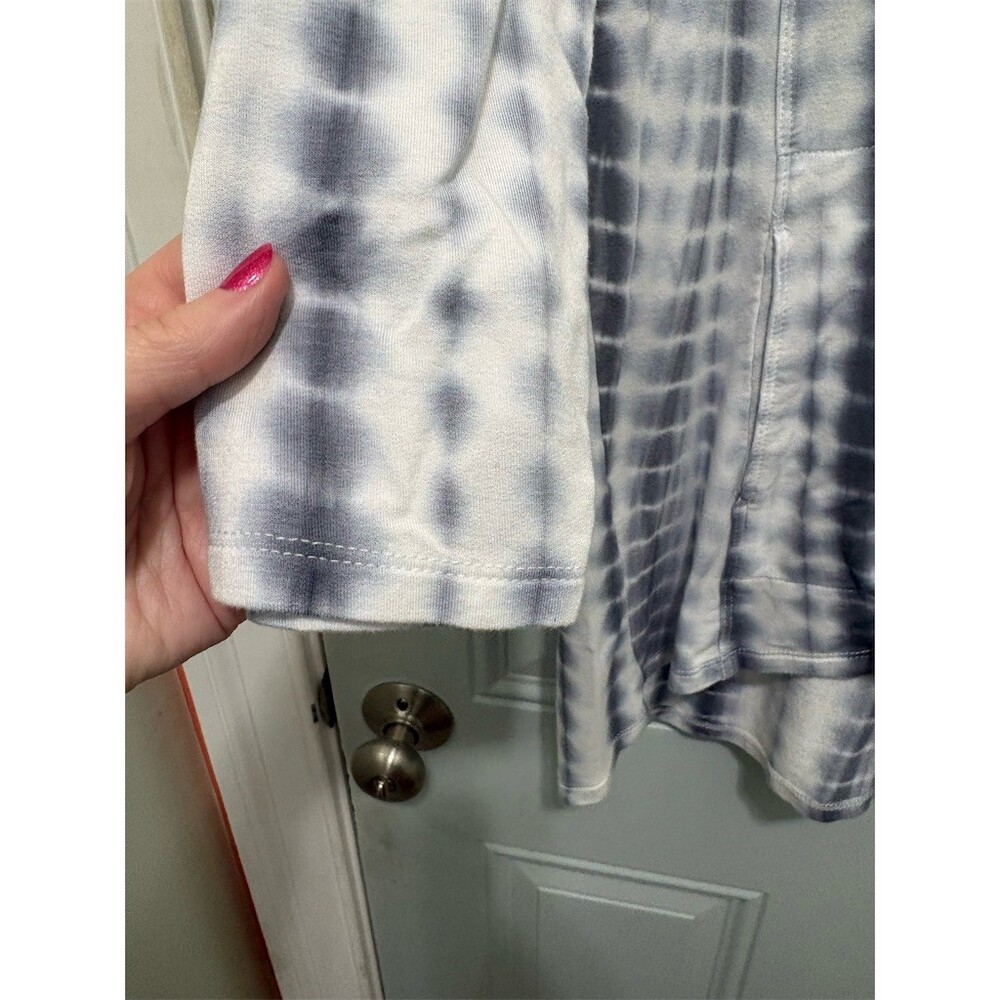 Onque Casual Hoodie Womens Size M Gray Ombre Tie-Dye Zip-Up 3/4 Sleeve - Picture 2 of 9